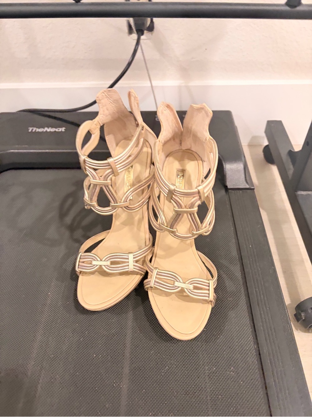 BCBGMaxAzria Nude Beige Knotted Strappy Heels